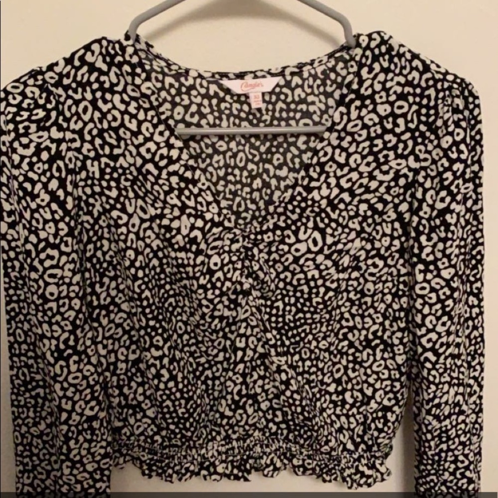 long sleeved dalmatian print blouse